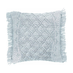 crown and birch alec knit fringe blue pillow front