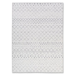 crown and birch aria spill proof washable rug grey white front