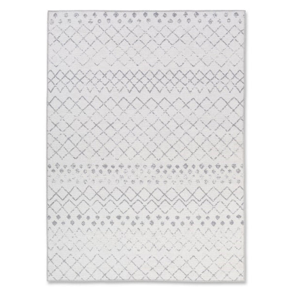 crown and birch aria spill proof washable rug grey white front