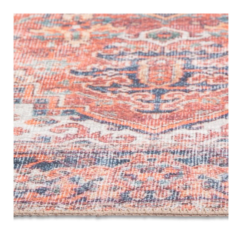 crown and birch aria spill proof washable rug red multi edge
