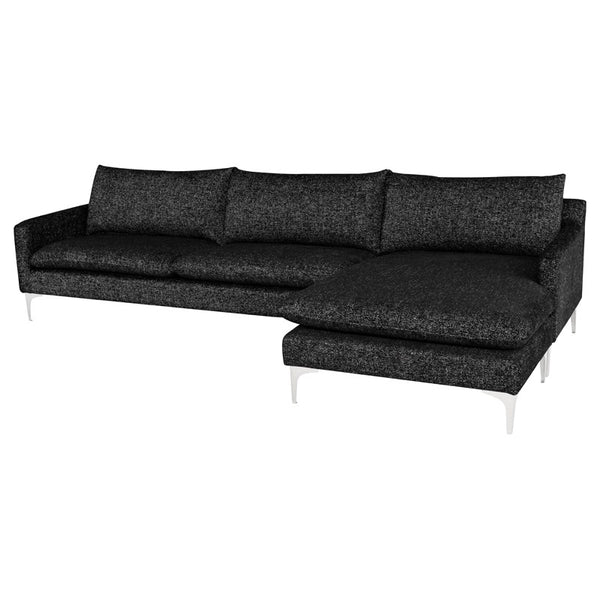 crown and birch brigitte sectional salt and pepper stainless legs angle