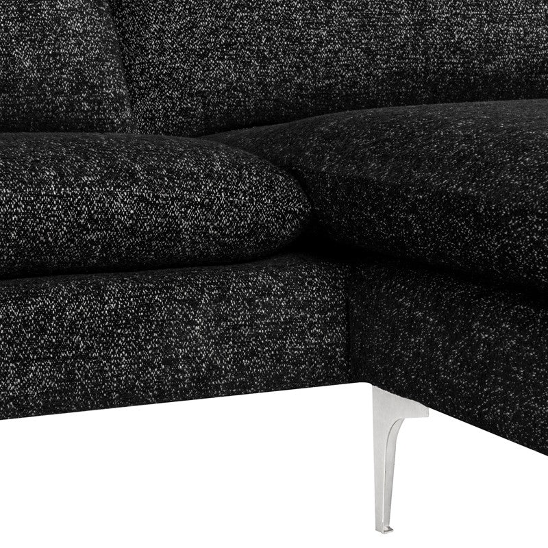 crown and birch brigitte sectional salt and pepper stainless legs detail