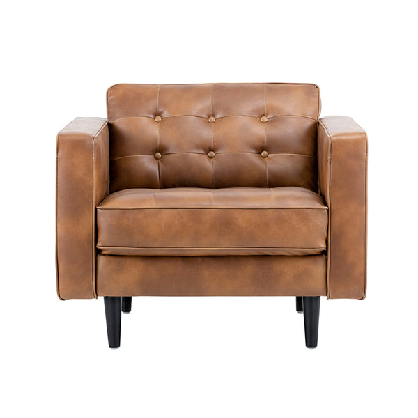 crown and birch damian armchair tobacco tan front