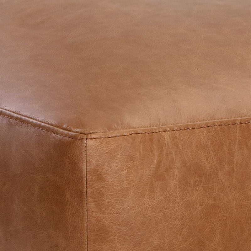 crown and birch kaleo ottoman camel leather detail
