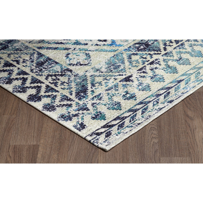 crown and birch shiloh distressed washable rug blue corner