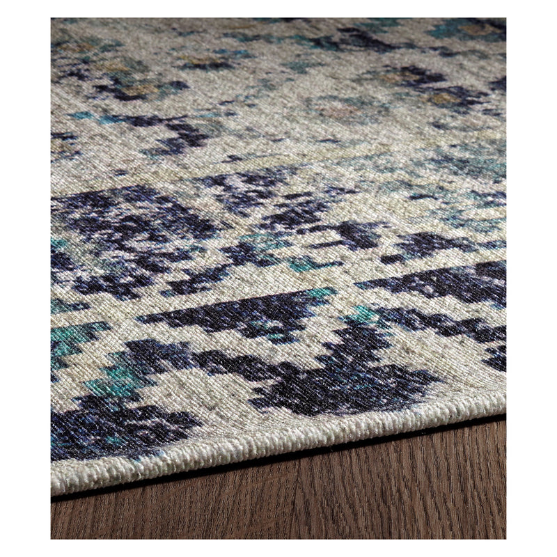 crown and birch shiloh distressed washable rug blue edge