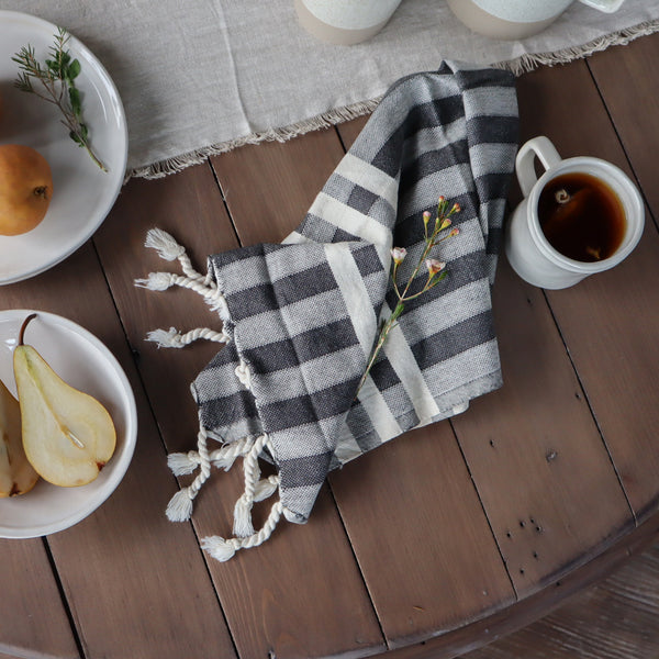 Gray Plaid and Mustard Yellow Tea Towels