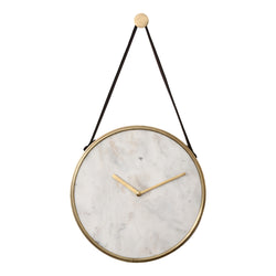 crown and birch white marble wall clock front