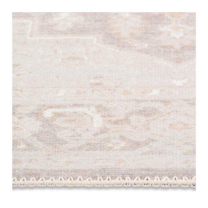 crown and birch aria spill proof washable rug beige gold edge