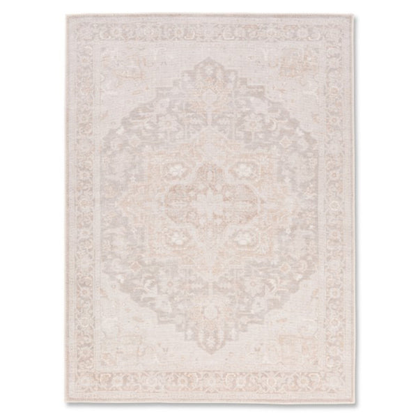 crown and birch aria spill proof washable rug beige gold front