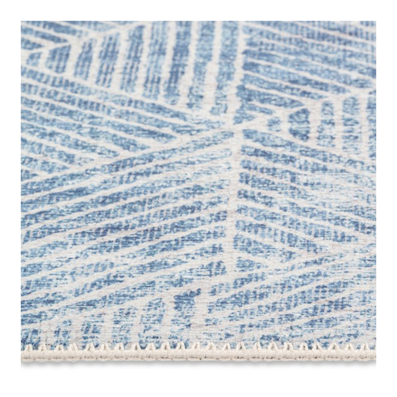 crown and birch aria spill proof washable rug blue white edge