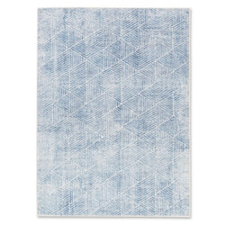 crown and birch aria spill proof washable rug blue white front