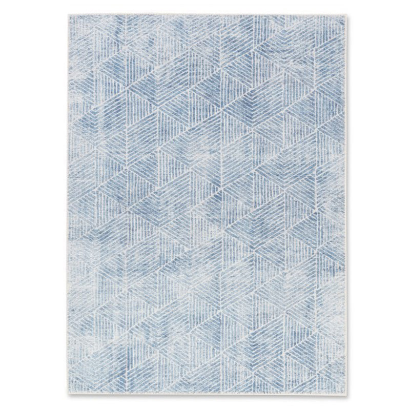 crown and birch aria spill proof washable rug blue white front