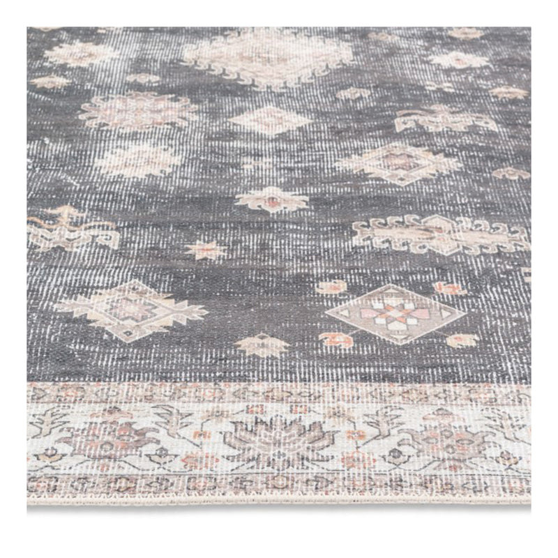 crown and birch aria spill proof washable rug charcoal beige edge
