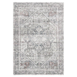 crown and birch aria spill proof washable rug grey front