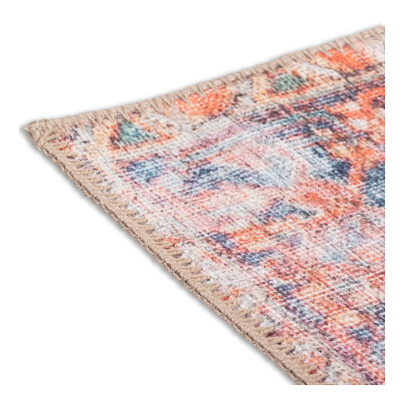 crown and birch aria spill proof washable rug red multi corner