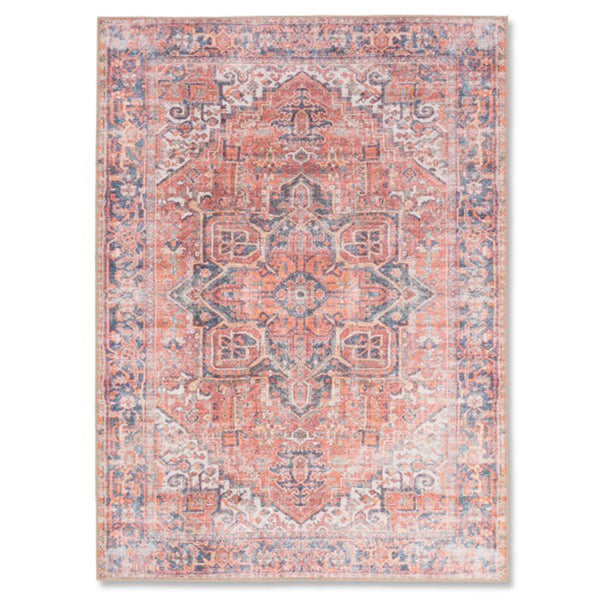 crown and birch aria spill proof washable rug red multi front