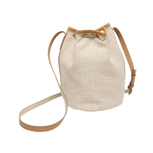 crown and birch augusta woven bag herringbone taupe back