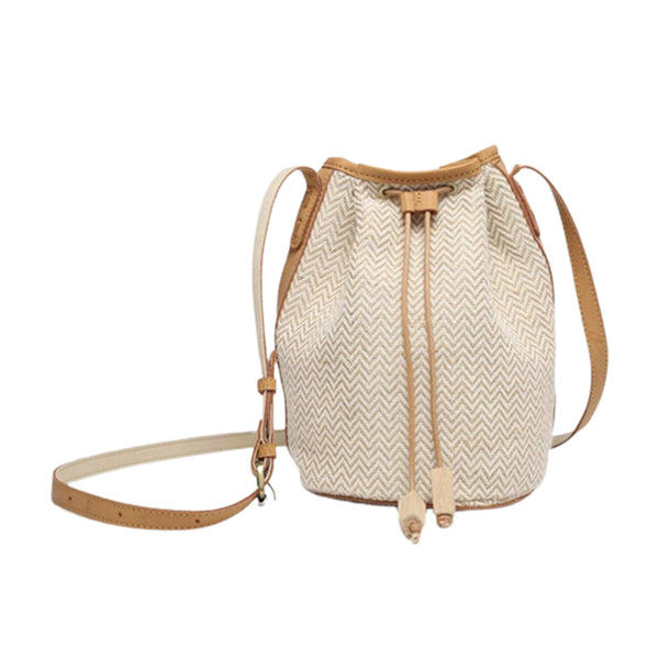 crown and birch augusta woven bag herringbone taupe front