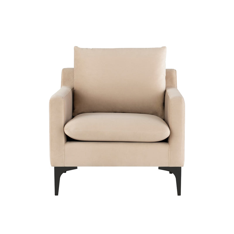 crown and birch brigitte occasional chair nude black legs front