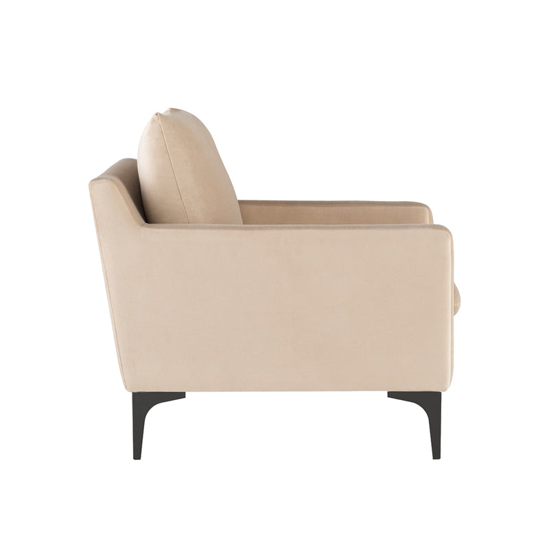 crown and birch brigitte occasional chair nude black legs side