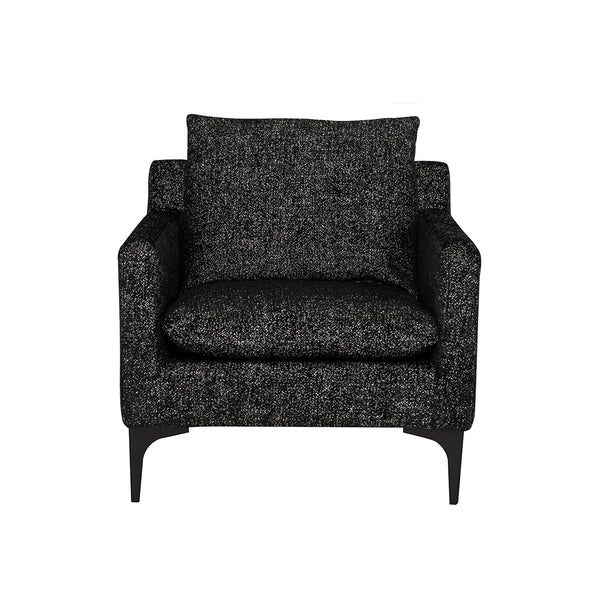 crown and birch brigitte occasional chair salt and pepper black legs front