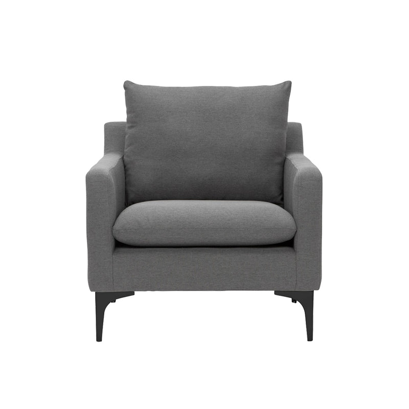 crown and birch brigitte occasional chair slate grey black legs front