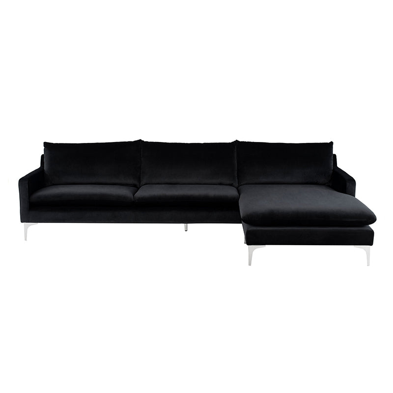 nuevo anders sectional black stainless legs front
