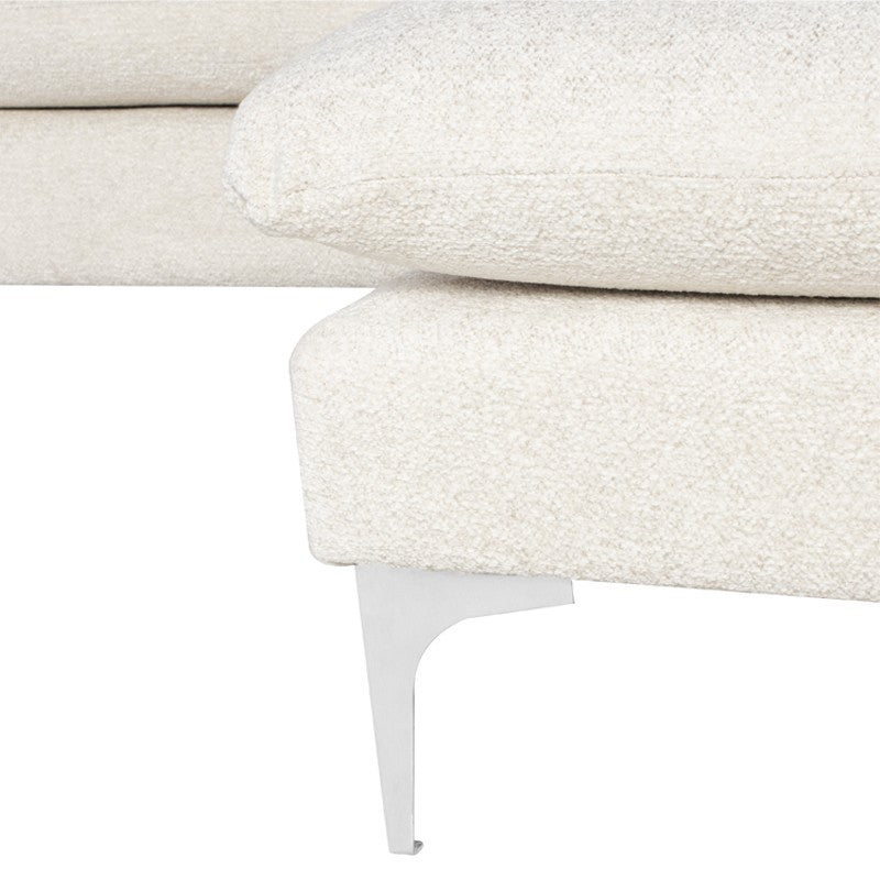 crown and birch brigitte sectional coconut stainless legs detail