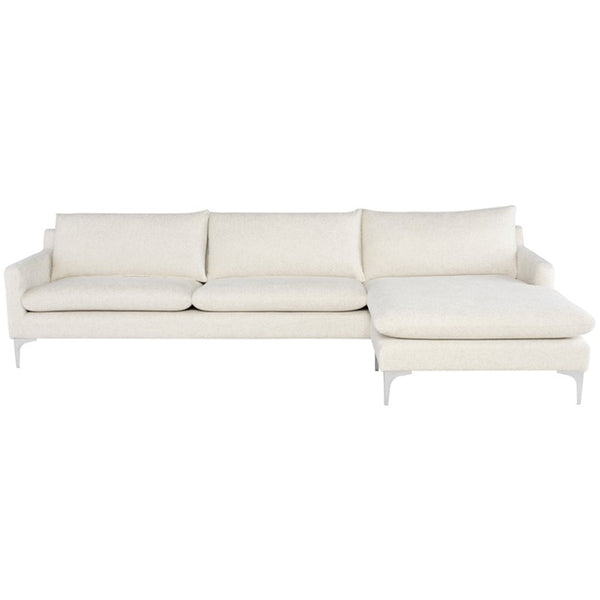 nuevo anders sectional coconut stainless steel legs front