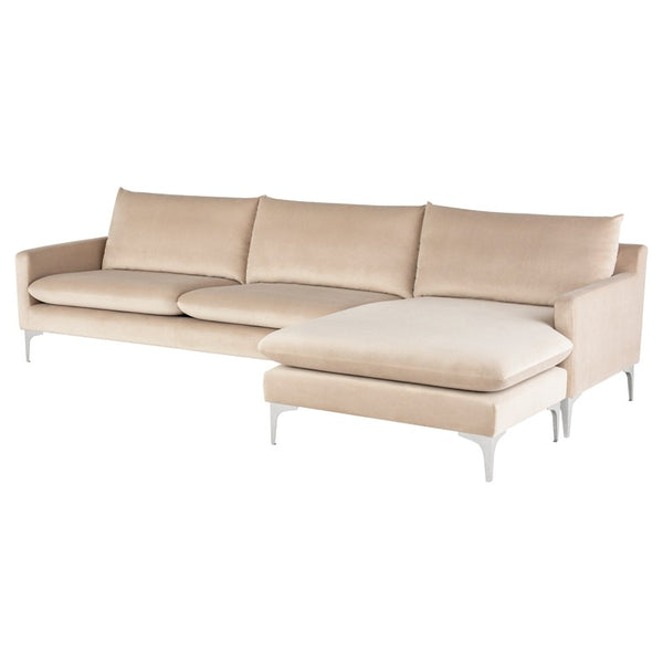 crown and birch brigitte sectional nude stainless legs angle