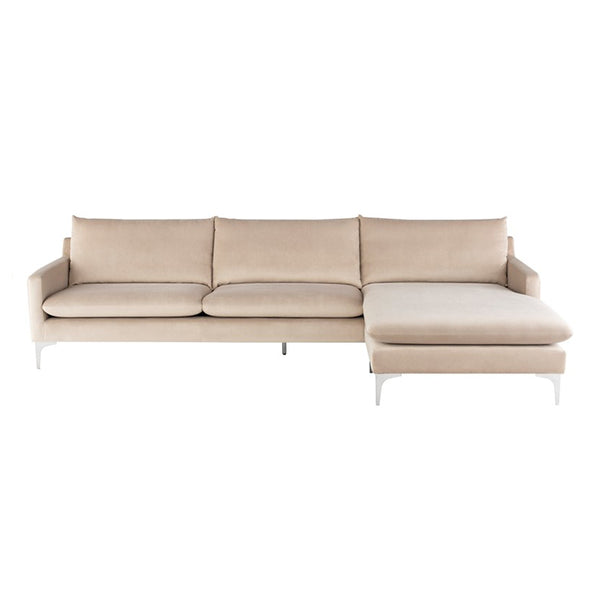 nuevo anders sectional nude stainless legs front