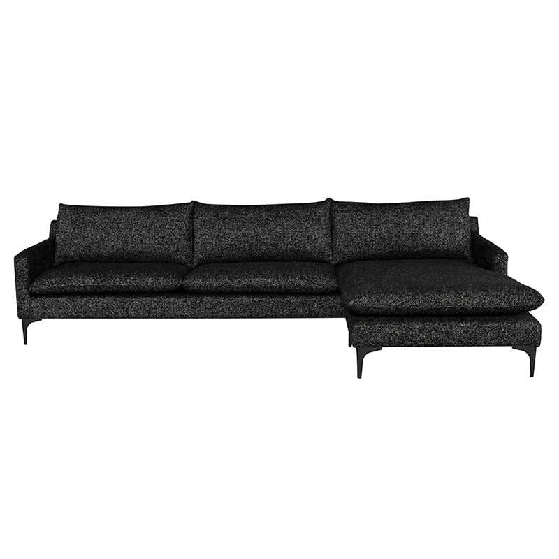 nuevo anders sectional salt and pepper black legs front