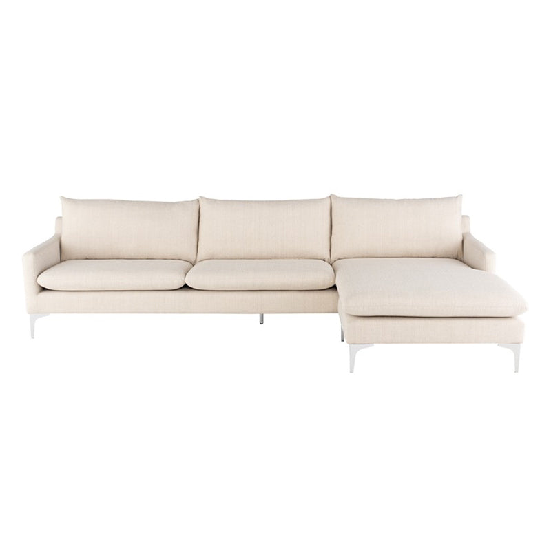 nuevo anders sectional sand stainless steel legs front