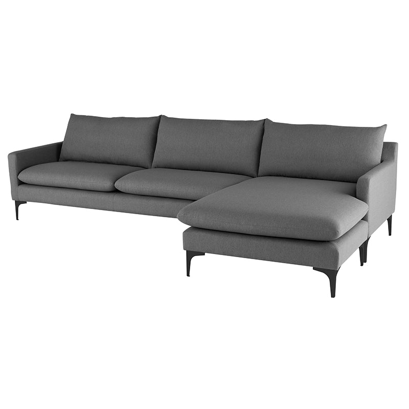crown and birch brigitte sectional slate grey black legs angle