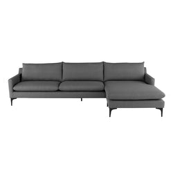 nuevo anders sectional slate grey black legs front