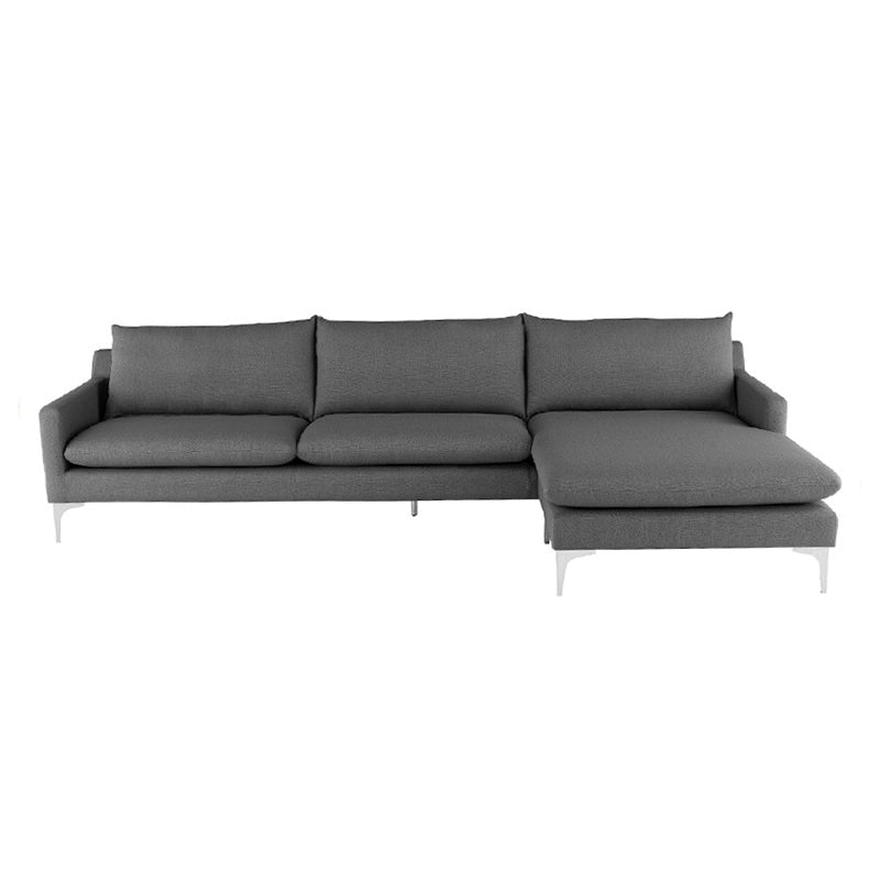 nuevo anders sectional slate grey stainless legs front