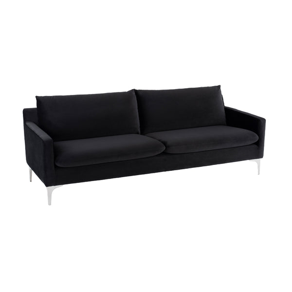 crown and birch brigitte sofa black stainless legs angle
