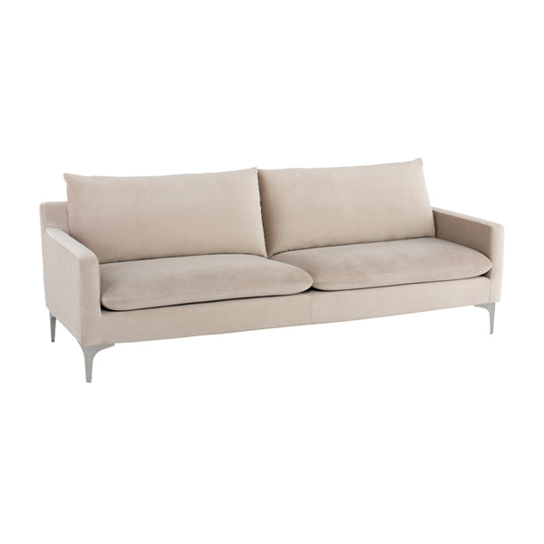 crown and birch brigitte sofa nude stainless legs angle