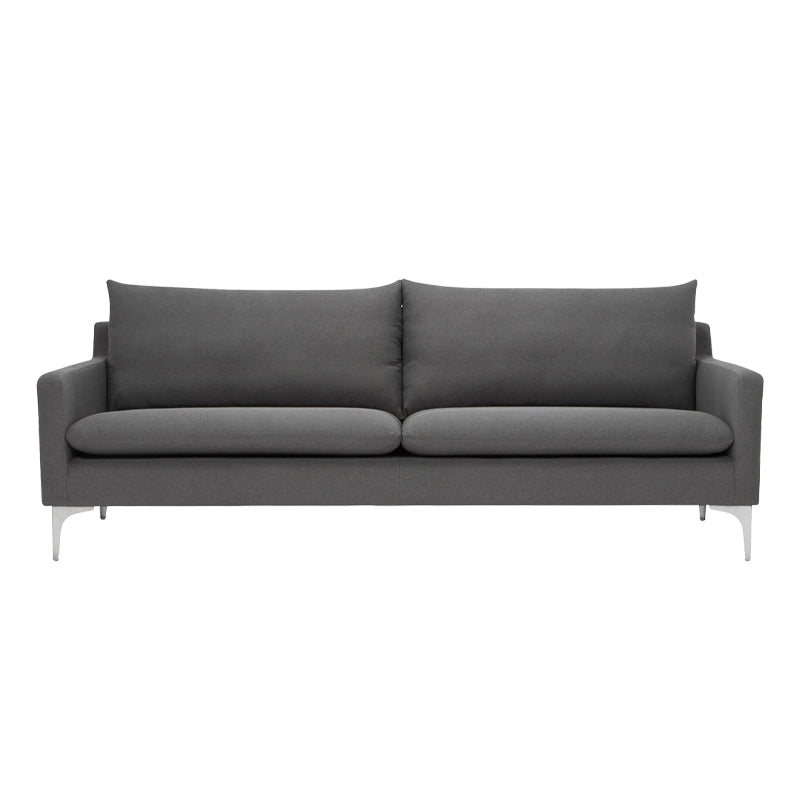 nuevo anders sofa slate grey stainless legs front