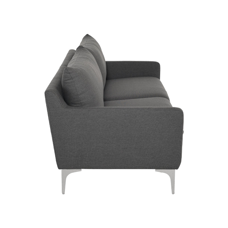 crown and birch brigitte sofa slate grey stainless legs side