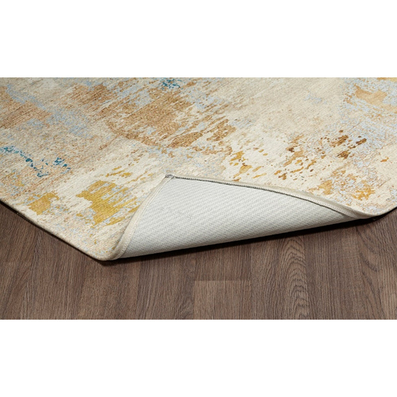 crown and birch distressed washable rug gold beige back