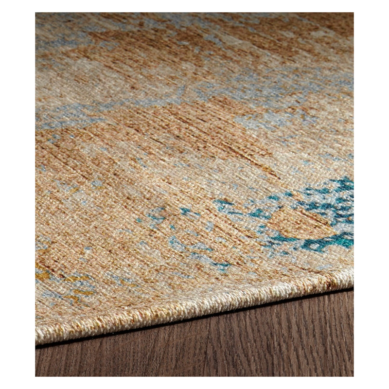 crown and birch distressed washable rug gold beige edge