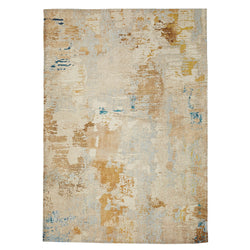 crown and birch distressed washable rug gold beige front