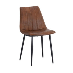 crown and birch dorian dining chair brown leather angle