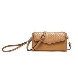 crown and birch elle crossbody wallet camel front