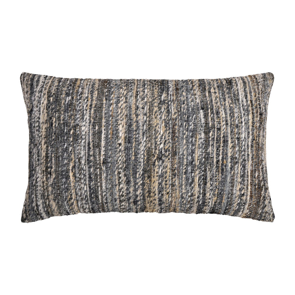 crown and birch ellis grey beige woven lumbar pillow front