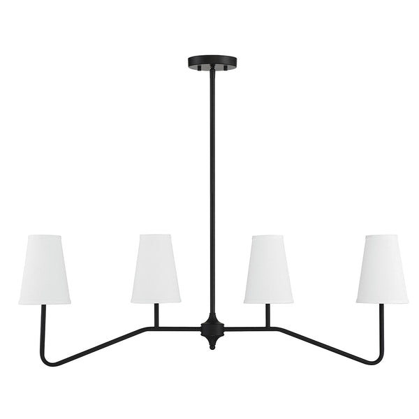 crown and birch finley linear chandelier matte black front lights off