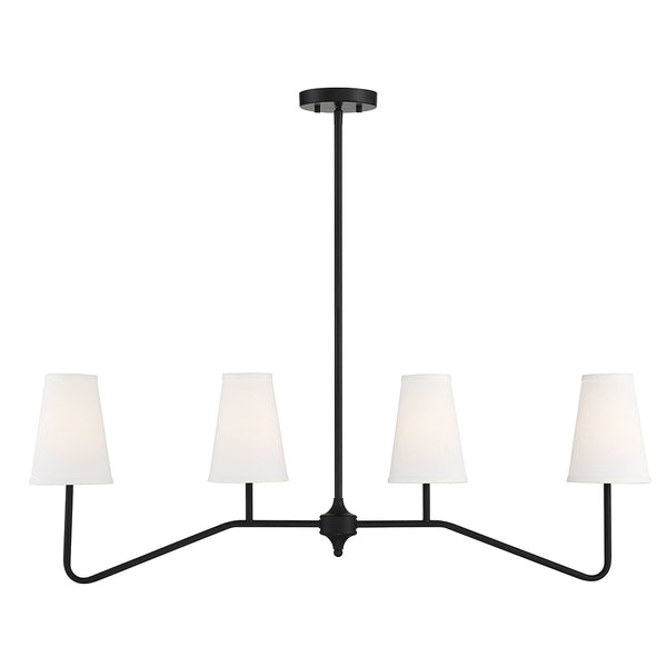 crown and birch finley linear chandelier matte black front lights on