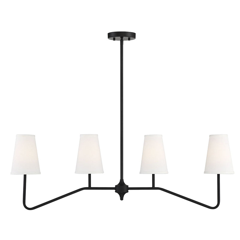 crown and birch finley linear chandelier matte black front lights on